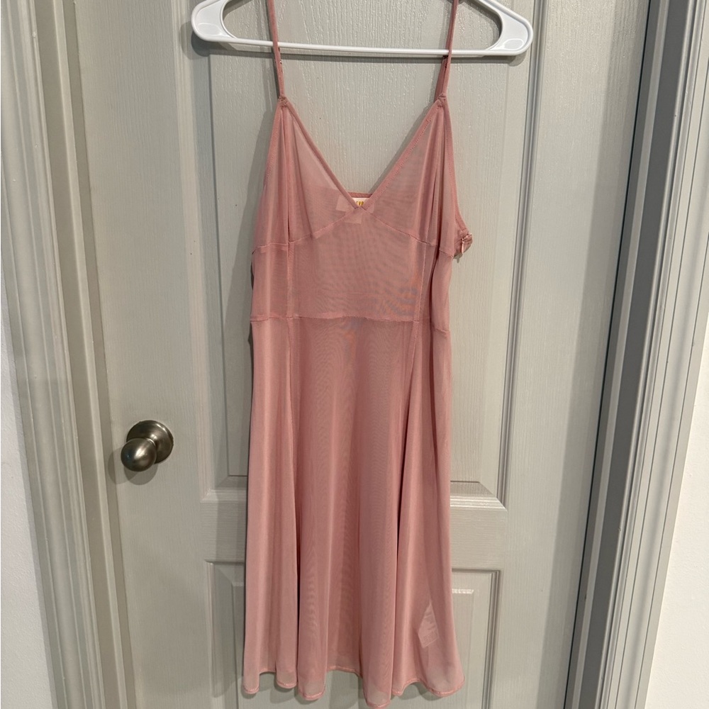 Maeve Pink sheer dress with Spaghetti Straps
